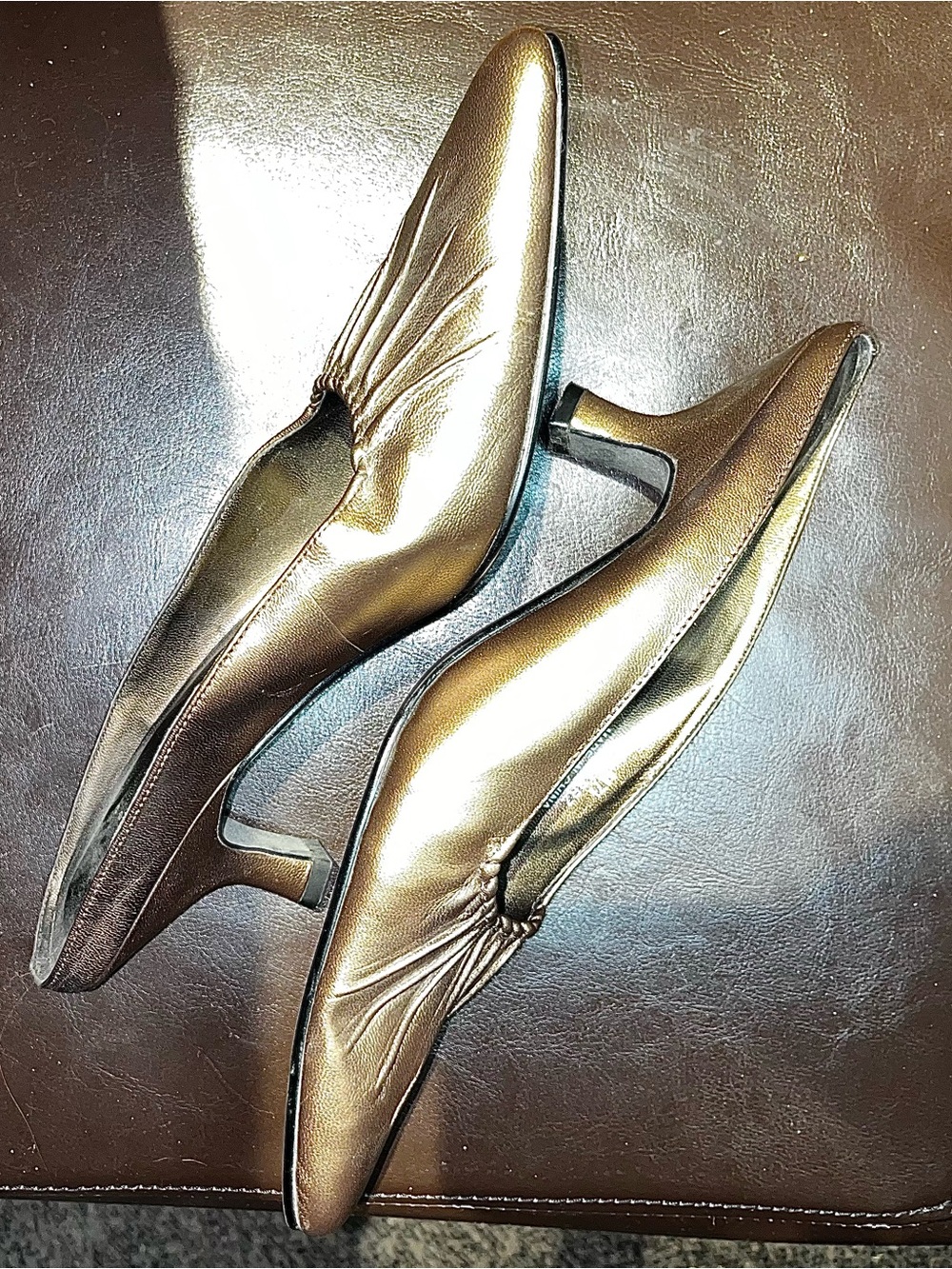 Metallic Bronze Women’s Slip-On Mule Kitten Heels size 7.5